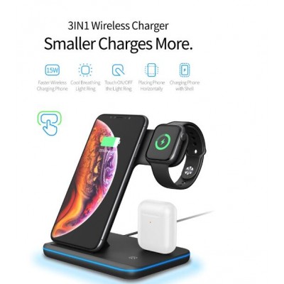 Best sale Qi 18w 15w 10w Wireless Charger Portable 4 in 1 3 in 1 Charging Station For iPhone and Airpods pro iwatch